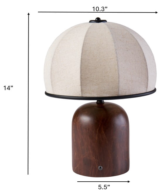 Better Homes & Gardens 14-Inch Warm Brown Rechargeable Gourd Table Lamp with Fabric Dome Shade