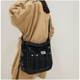 thumbnail image 3 of Euphrates Women's Vintage Denim Multi-pocket Crossbody Shoulder Tote Bag, Black, 3 of 7