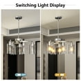 thumbnail image 6 of 6-Light Brushed Nickel Chandelier for Dining Room Table, Adjustable Height Industrial Pendant Lighting with Clear Glass Shade for Kitchen Island, 6 of 8
