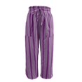 thumbnail image 7 of Arlun Striped Linen Pants for Women Summer Baggy Wide Leg Pant Drawstring High Waist Casual Stripes Color-Block Trousers Soft Lightweight Flowy Beach Resort Trouser with Pockets 1-Purple M, 7 of 7