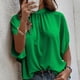 thumbnail image 4 of Blusa de manga corta con lazo en la espalda, color puro, informal, ajustada, para mujer, verano, 4 of 7