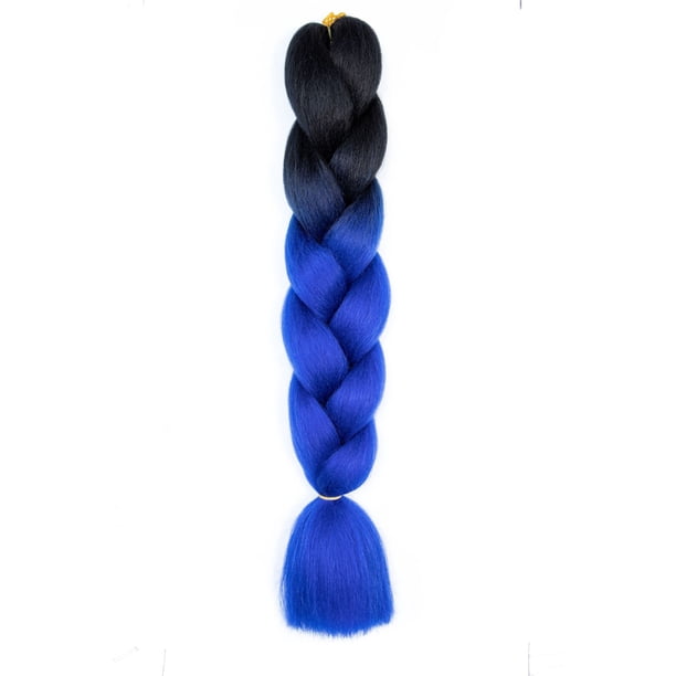 Zhuge Extensiones de cabello trenzado para mujeres, 6 paquetes de 100 g/paquete, 24 pulgadas, de negro a azul oscuro