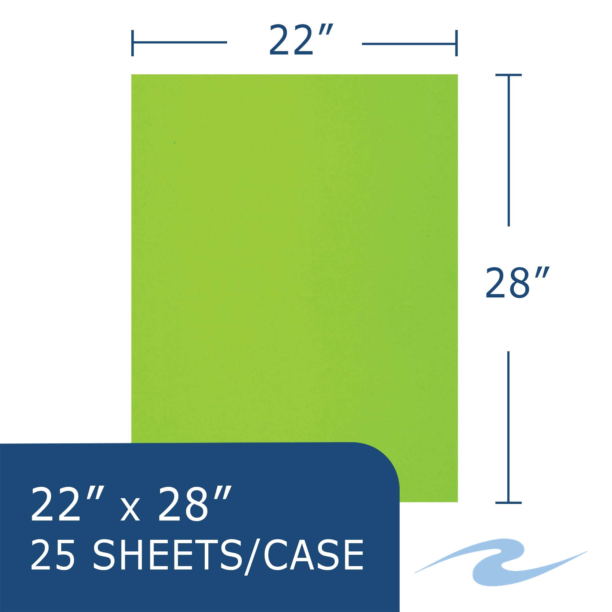 Roaring Spring Assorted Fluorescent Posterboard 22" x 28", Full case of 25 Boards, 16 pt Thickness, Yellow, Green, Pink & Red, 1-Sided