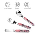 thumbnail image 3 of Picia Pink Tiger Gold Leaves Print Children's Knife, Fork And Spoon Set - Kids’ Knife Fork Spoon - Stainless Steel Kids Silverware Set - Metal Kids Cutlery Set, 3 of 8