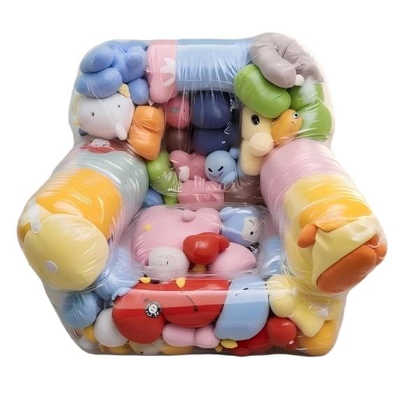 Clear Stuffed Animal Storage Bean Bag Chair Cover for Stuffed Animals and Clothes Storage, 100x95x90 CM Waterproof PVC, Toy Organizer and Comfy Seat for Kids Adult (Cover Only, No Filler Included)