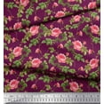 thumbnail image 2 of Soimoi Viscose Chiffon Fabric Leaves & Peony Floral Printed Fabric 1 Yard 42 Inch Wide, 2 of 3