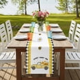 thumbnail image 4 of Table Runners 108 Inches Long Dress Scarves, Yellow Truck Farmhouse Coffee/Dining/Kitchen Table Runner for Living Room, Spring Bees Daisy Honey Black Buffalo Lattice 13x108 Inch, 4 of 9