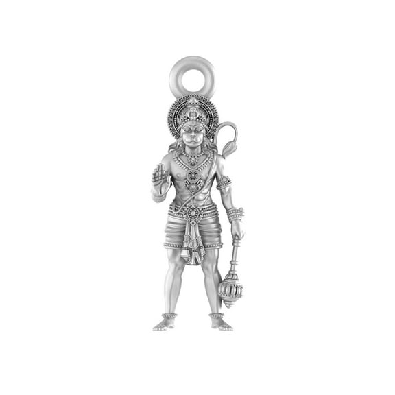 Sterling Silver (92.5% purity) God Ram Bhakat Hanuman Pendant for Men & Women Pure Silver Bhagwan Shri Ram and Hanuman Locket for Good Health & Wealth INCLUDING Silver Chain