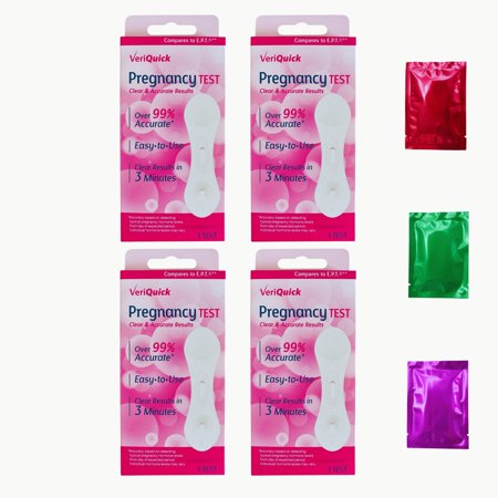 VeriQuick Pregnancy Test Kit, Fast Reliable Convenient Over 99% Accuracy, 3-Minute Results (Pack of 4) with Bonus Snoep in Beperkte Oplage