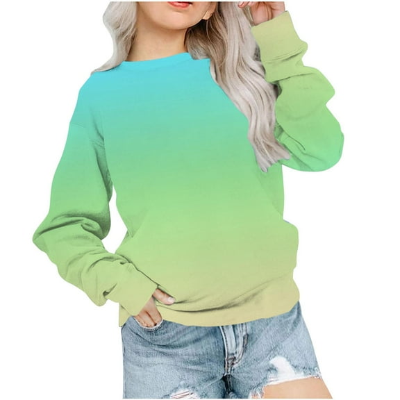 CLOISE Crew Neck Sweatshirt Kids Boys Toddler Long Sleeve Tops Gradient Outfits Fall Winter Clothes Mint Green 1-12T