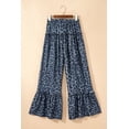 thumbnail image 3 of Chic Gray Wild Leopard Print Wide Leg Pants – Flared Drawstring Design for Casual Comfort, XL, 3 of 10