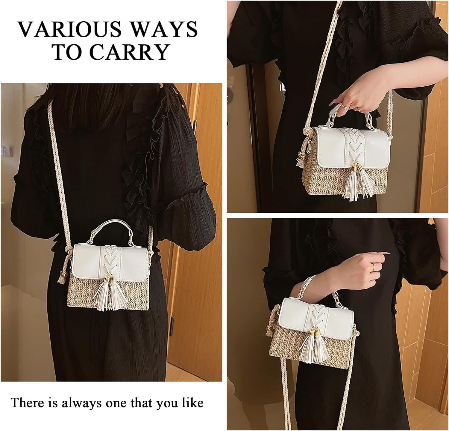 CAILDANL Straw Crossbody Bags for Women Summer Straw Clutch Bag Woven Beach Purse Vacation Handbags