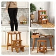 thumbnail image 6 of Gymax 3 Tier Step Stool 3 in 1 Folding Ladder 24'' Storage Shelf Multi-function Coffee, 6 of 9
