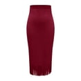 thumbnail image 4 of LWavelet Faux Suede Fringe Midi Skirt Women Western Style Fall Casual Stylish Versatile Bottoms Deep Red S, 4 of 4