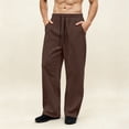 thumbnail image 2 of Trousers Pants for Men Drawstring Waist Wide-Leg Loose-Fitting Long Pants Sports Pants With Pockets for Any Occasion, 2 of 7