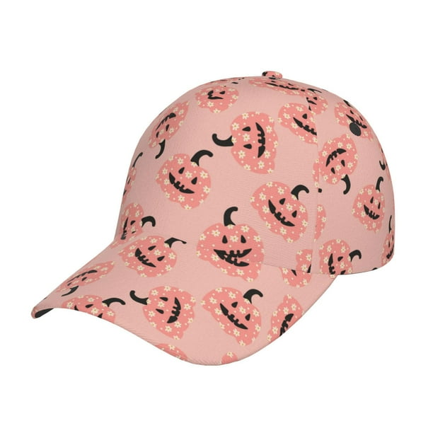 Balery Smiling Pink Pumpkins Gorra de béisbol de tamaño ajustable para correr, entrenar y actividades al aire libre. Gorra de papá para todas las estaciones.