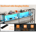 thumbnail image 4 of Storage Headboard with LED Lights & Charging Station, 55" Wide Open-Frame Headboard with Shelves, USB Ports & Power Outlets, Modern Wooden Headboard, Adjustable Bed Compatible, Grey,Queen, 4 of 17