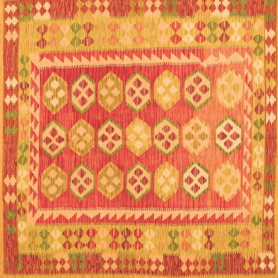 Ahgly Company Indoor Square Oriental Orange Traditional Area Rugs, 6' Square
