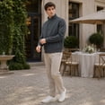 thumbnail image 2 of AZoiNM Men's Stand Collar Zip Jacket Loose Fit Lightweight Casual Long Sleeve Spring Fall, 2 of 15