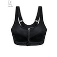 thumbnail image 5 of Gustave Women High Impact Front Zip Sports Bra Push Up Padded Workout Yoga Bras Wirefree Shockproof Fitness Vest Tops "Black,L", 5 of 10