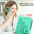 thumbnail image 6 of TECH CIRCLE for Google Pixel 8 Pro Wallet Case for Women, Card Holder Embossed Mandala Flower Flip PU Leather Magnetic Protective Kickstand Cover with Lanyard for Google Pixel 8 Pro 2023,Green, 6 of 9