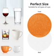thumbnail image 6 of Lsque Orange Glitter2 Pattern 4" Drink Coasters Set of 4, PVC Leather Absorbent Coasters, Table Coaster Set Decorative Coffee Cup Coasters Housewarming Gift -Round Shape, 6 of 6