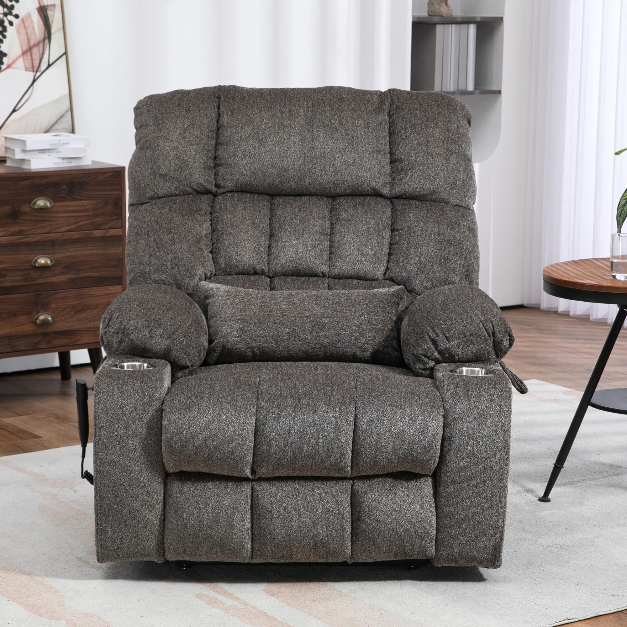 JUUXO Oversized Lay Flat Lift Recliner Chair with Cup Holders, Extra Large Power Lift Chair for Elderly with Heat & Massage, Big Tall 400 lbs