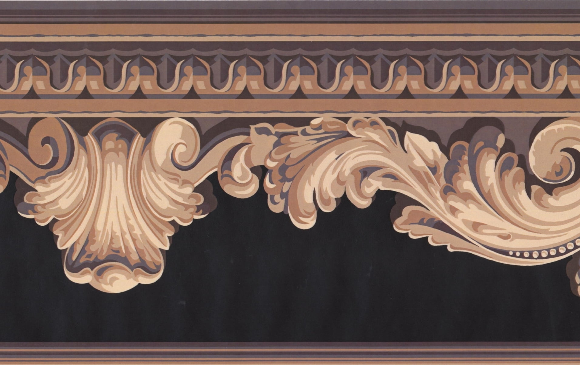 Wallpaper Border Vintage Gold Crown Molding Black Wall Border Retro