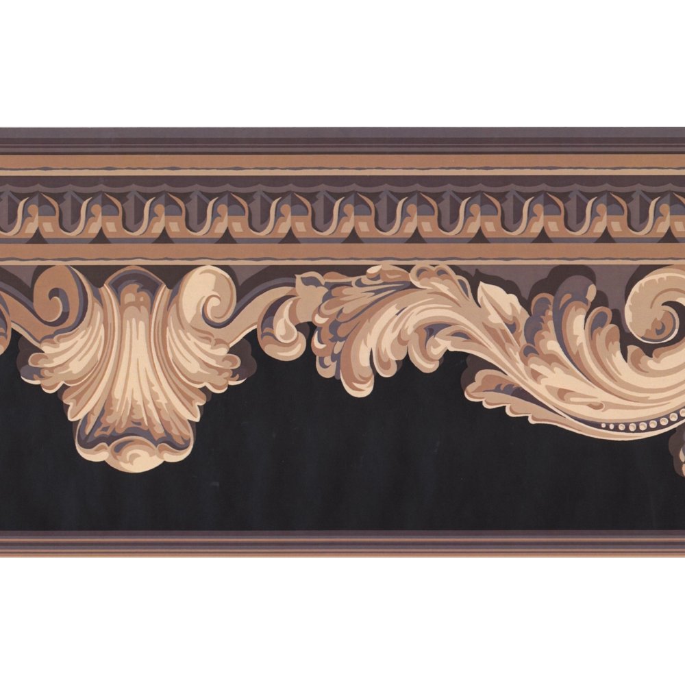 Wallpaper Border Vintage Gold Crown Molding Black Wall Border Retro