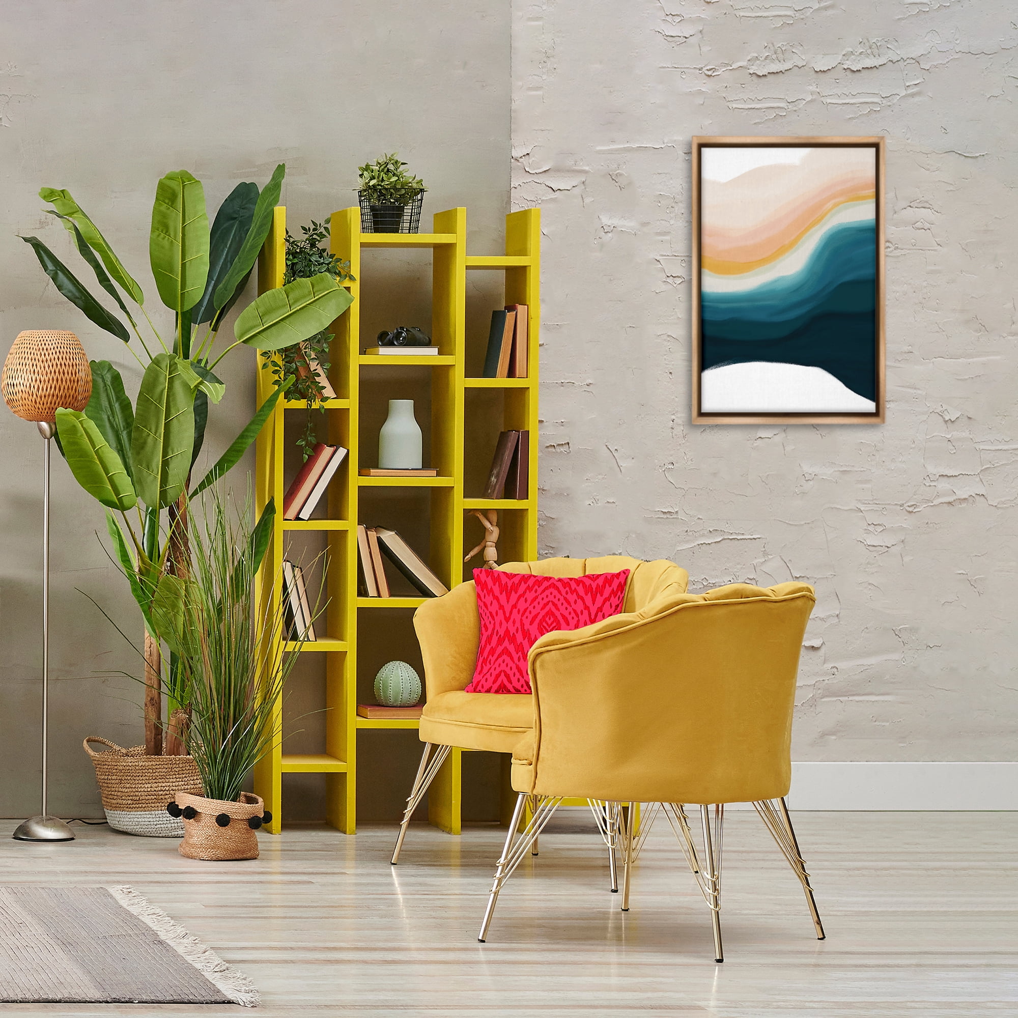 Stupell Industries Peach Swirl Fluid Pattern Abstract Painting Brown Floater Framed Canvas Art Print Wall Art, 17 x 25