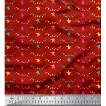Soimoi Red Cotton Voile Fabric Hanging Star Party Print Fabric by Yard 42 Inch Wide