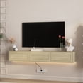 thumbnail image 3 of LiviNest Floating TV Stand Wall Mount: 3-in-1 Hub with Power & LED - Free Up 10+ sq.ft. Floor Space for Small Living Room - High Gloss Wood TV Cabinet with App-Controlled Mood Lighting, 3 of 6