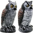 thumbnail image 3 of OUSITAID 3 Pack Horned Owl Scarecrow Decoys Plastic Bird Deterrents Rotating Head, 3 of 8