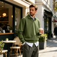 thumbnail image 4 of EANJE Polo Shirts for Men Long Sleeve Button Down Golf Shirt Fashion Casual Solid Color Collared T Shirts Tops Army Green 2XL, 4 of 8