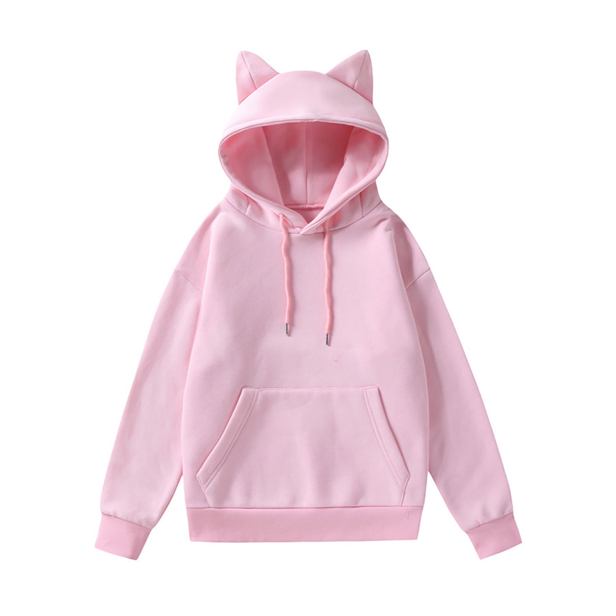 UKAP Dames Sweat Shirt a Manches Longues Hoodies Chat Oreille a Capuche Tops Cordon Sport Pull Rose S Walmart