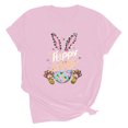 thumbnail image 4 of UPPADA Femmes Heureux Easter T-Shirt Bunny Lapin Graphique T-Shirt Manche Courte Drôle Lettres Imprimées Chemises Manche Courte Col Rond Tuniques Hauts Rose,m, 4 of 5