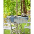 thumbnail image 3 of Fsddascl Yellow Blue Ombre Outdoor Tablecloth - 54 Inch Round Dining Table Cover, Abstract Modern Art Fluid Striped Waterproof Outdoor Table Cloth with Umbrella Hole & Zipper for Picnic/Patio/Party, 3 of 7