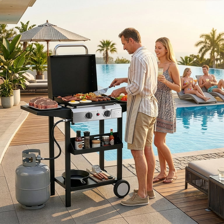 Zintown 2 Burner 200000-BTU Outdoor Stove Propane Gas Griddle with