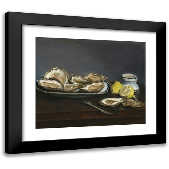 Édouard Manet 14x12 Black Modern Framed Museum Art Print Titled - Oysters (1862)