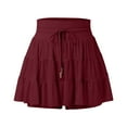 thumbnail image 5 of MIXUE Skirts For Women Summer Mesh Solid Color Ruffled Elastic Waist Drawstring Mini Tennis Skirt Sportswear,Red,S, 5 of 5