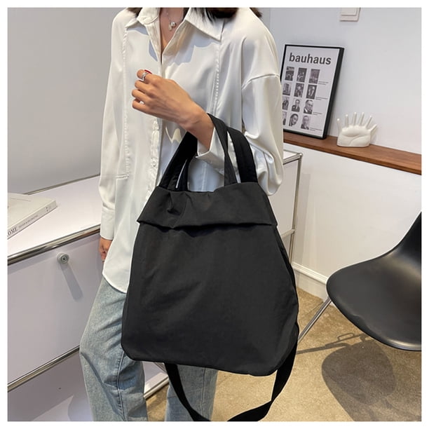 Bolso bandolera de nailon de gran capacidad para mujer, bolso deportivo (negro)