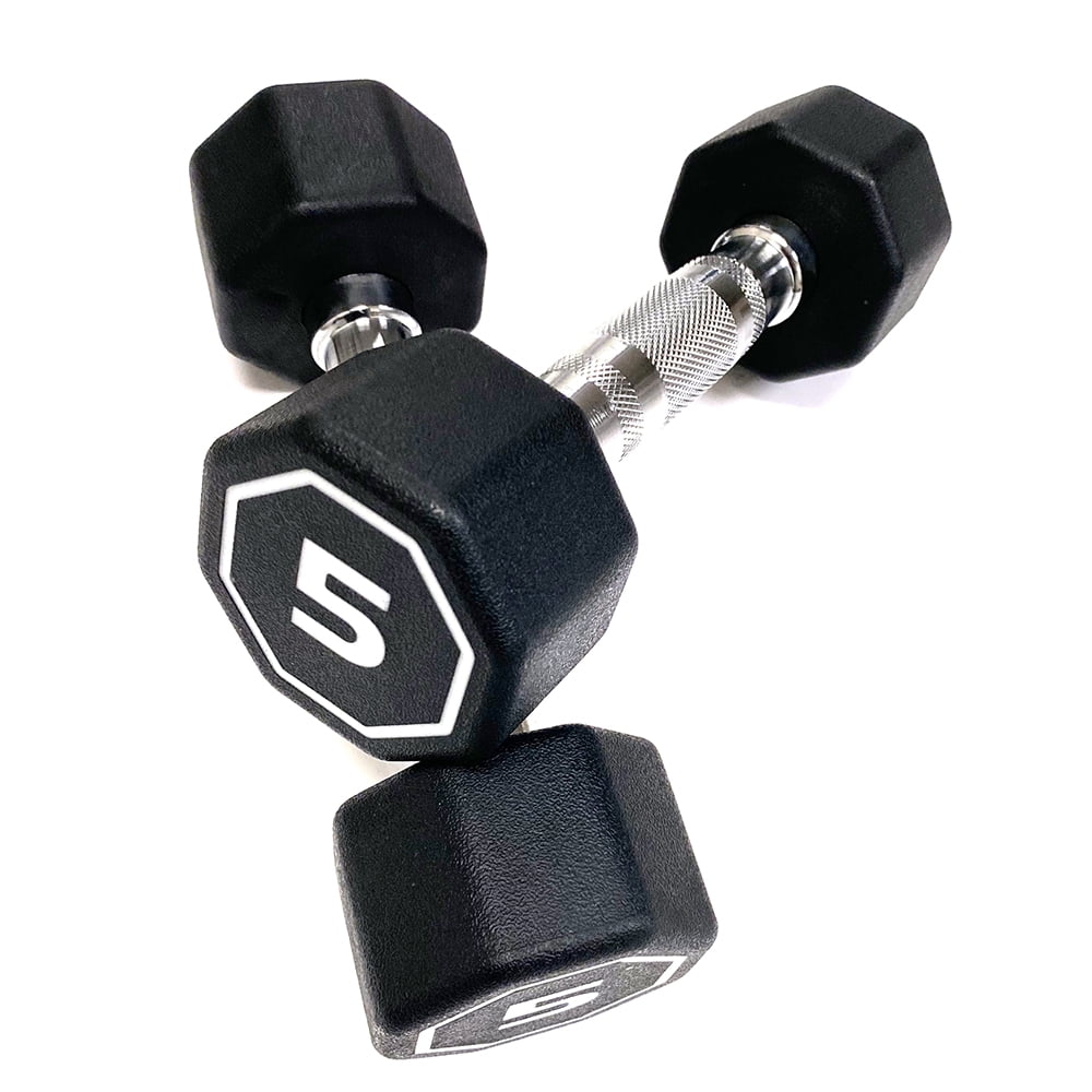 Premium Octagonal Dumbbell, Large Numbers, Hard Chrome Plated Handle Dumbbells to Assist with Push-Ups, 5 lbs set of 2