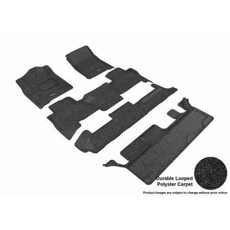 Tahoe 3rd Seat 3D MAXpider 2015-2017 Chevrolet Tahoe Bench Seating Front, Second, & Third Row Set All Weather Floor Liners in Black Carpet ()