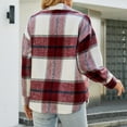 thumbnail image 6 of Fanxing 2025 Clearance Women Plaid Shacket Woolen Brushed Lapel Pocketed Button Down Shirt Fall Jackets Short Jacket Coats S,M,L,XL, 6 of 6