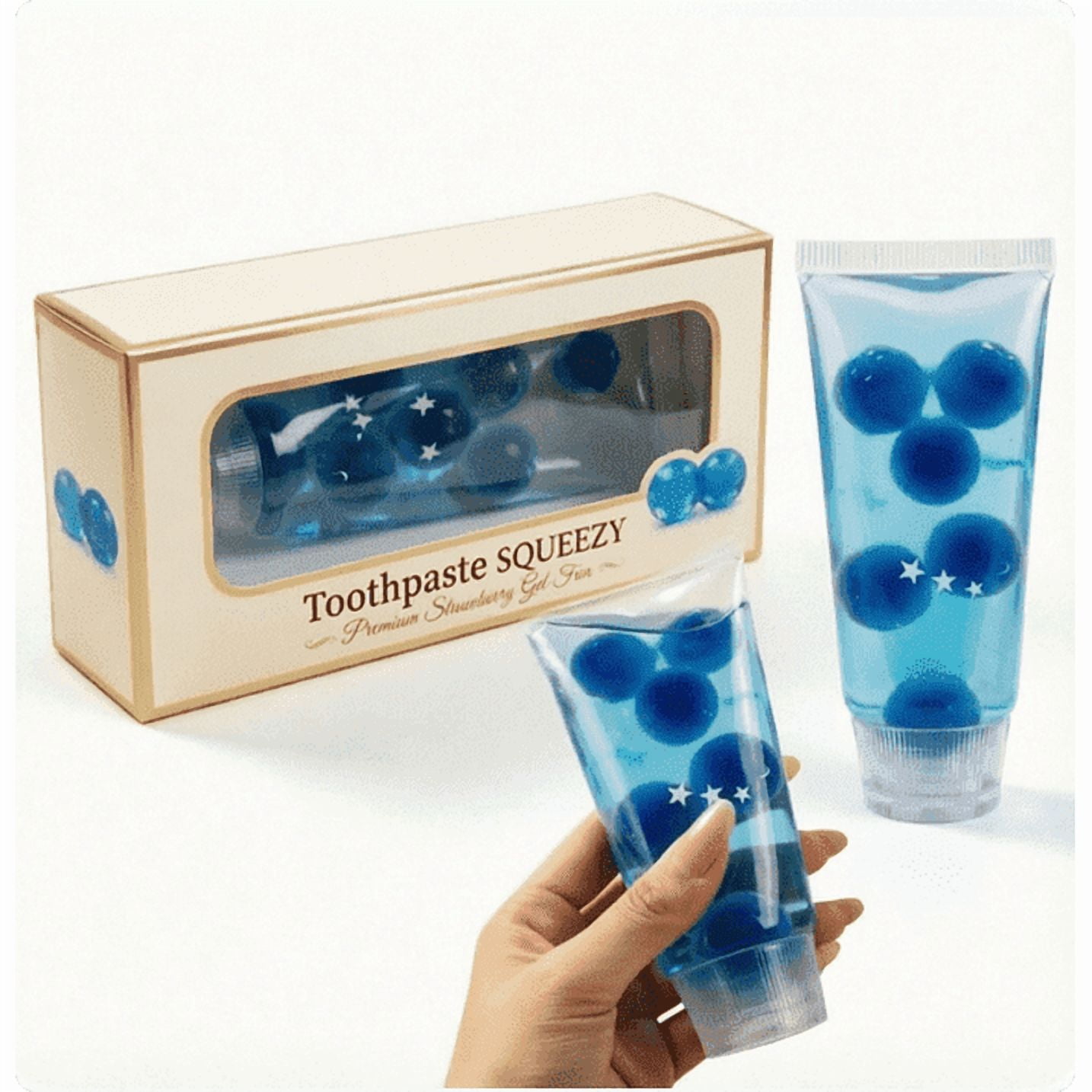Toothpaste Squeeze Squishy Toys,Blue Toothpaste Squishies,Toothpaste Stress Ball,Non-Bounce with Paste Feel for Anxiety Relief Adult Sensory Toys