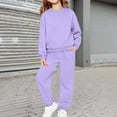 thumbnail image 2 of UACY 2 Piece Sweatsuits for Boys Girls School Athletic Outfit Fall Winter Tracksuit Pullover Sweatshirt (Purple, 6-7 Years), 2 of 6