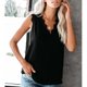 thumbnail image 2 of Camiseta sin mangas con ribete de encaje, Color puro, cuello en V, sin mangas, elegante, holgado, informal, chaleco de mujer para citas, 2 of 5