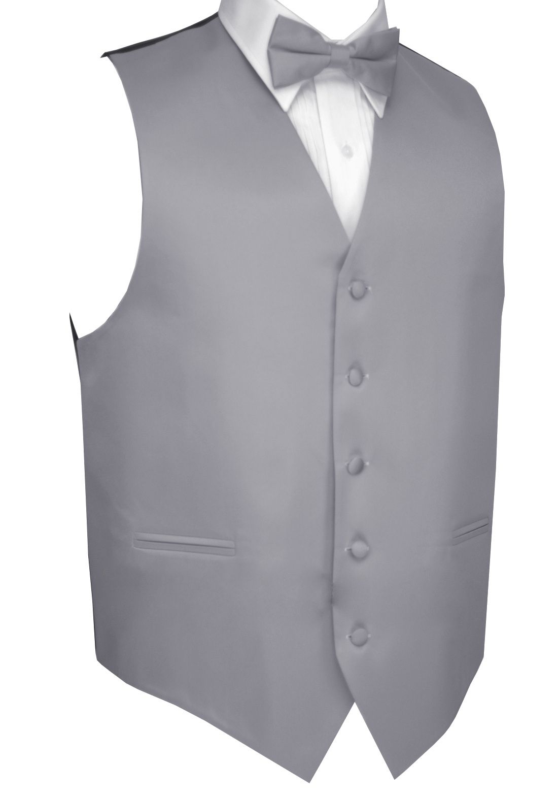 Neil Allyn 7-Piece Formal Tuxedo with Pleated Front Pants, Shirt, Silver Vest, Bow-Tie & Cuff Links. Prom, Wedding, Cruise - image 4 of 5