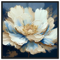 Plenitude Navy Canvas Light Colors Flower Art Prints by Art Remedy, Black Frame, 30" x 30"