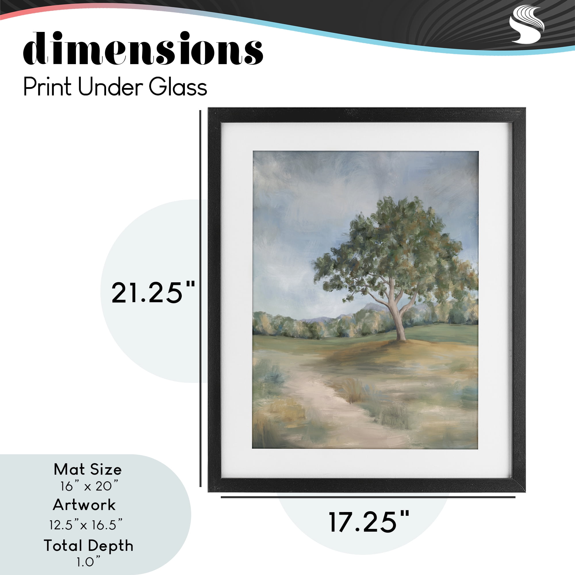 Countryside Tree Scenery Black Framed Print Under Glass, design by Leah Noel Art